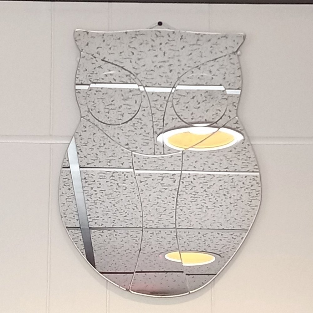 ***SUPER RARE*** RETRO VINTAGE BOHO ART STUDIO OWL MIRROR ****